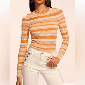 Ramy Brook Capri Long Sleeve Stripe Knit Top Size M